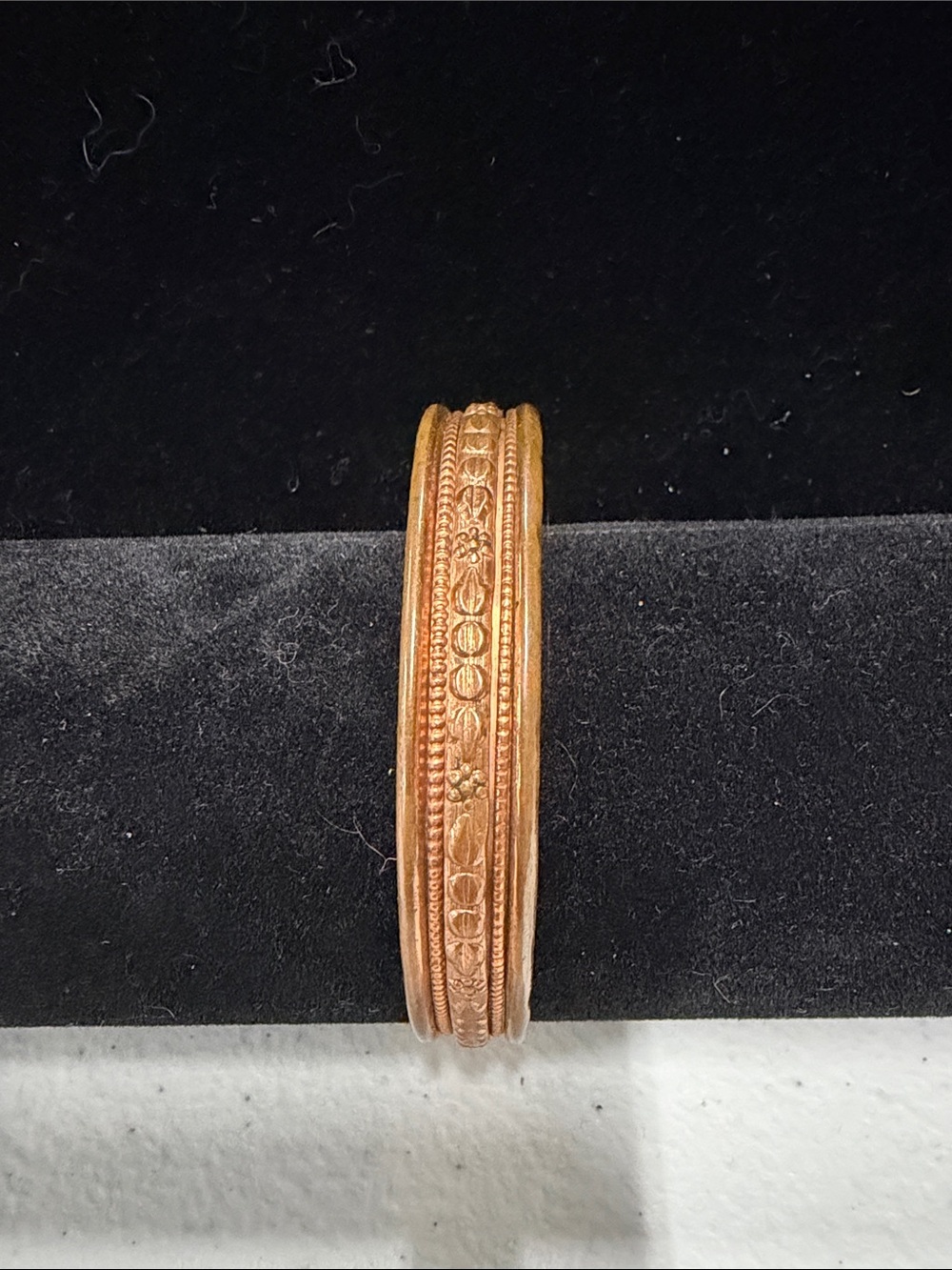 Vintage Copper Geometric Engraved Cuff Bracelet – 2